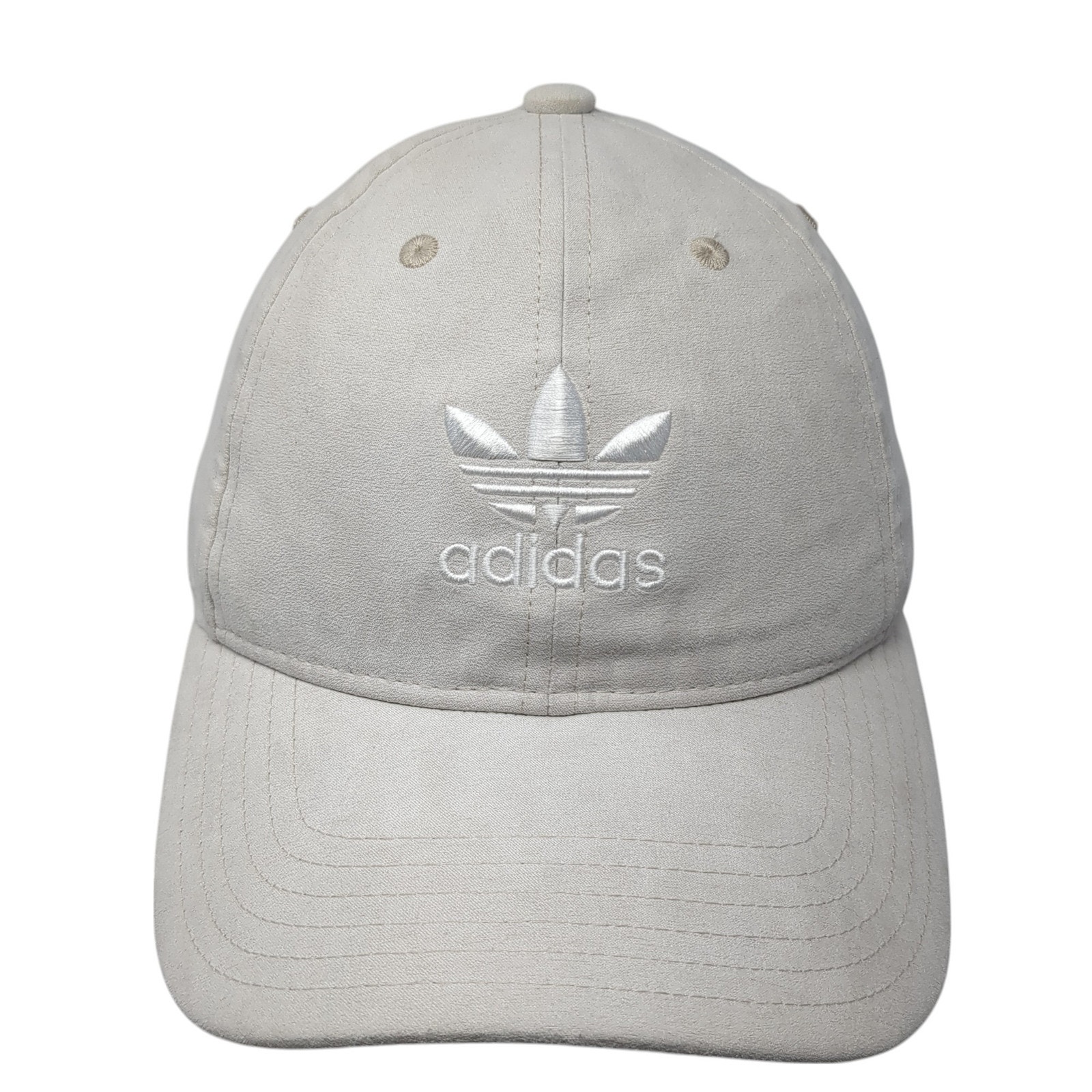 Adidas Slideback Hat Beige One Size Adjustable Embroidered Trefoil Logo